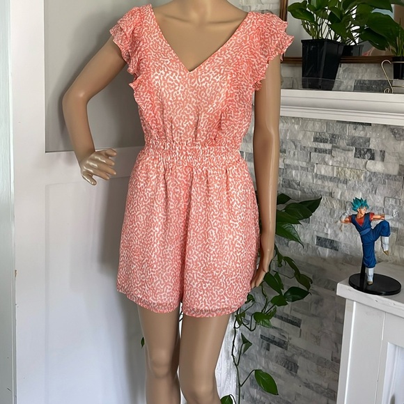 Express Sleeveless Ruffle V-Neck Romper Sz XXS - Picture 1 of 9